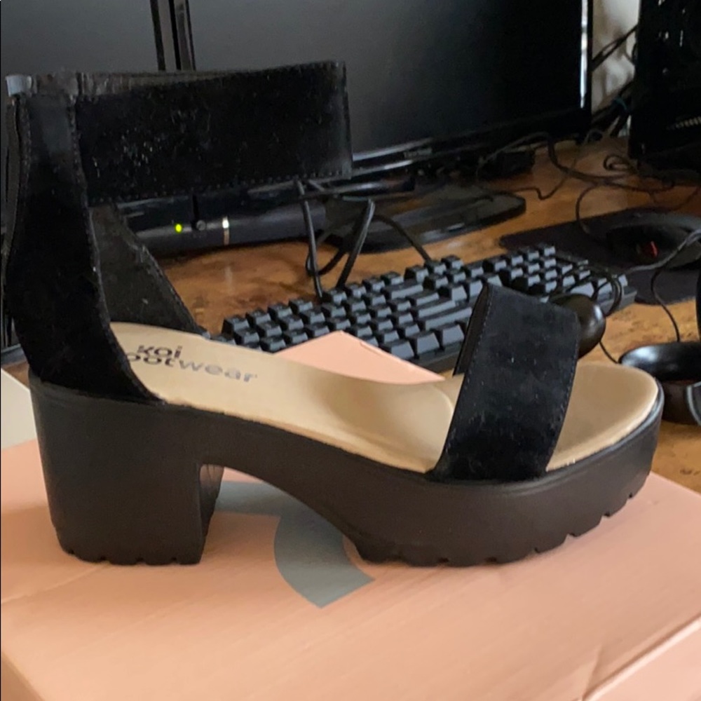 Black suede platform sandals